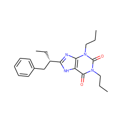 CCCn1c(=O)c2[nH]c([C@@H](CC)Cc3ccccc3)nc2n(CCC)c1=O ZINC000012405515