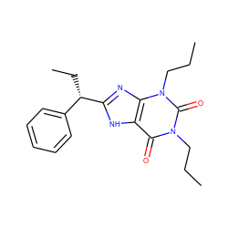 CCCn1c(=O)c2[nH]c([C@@H](CC)c3ccccc3)nc2n(CCC)c1=O ZINC000012405512