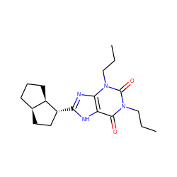 CCCn1c(=O)c2[nH]c([C@@H]3CC[C@H]4CCC[C@H]43)nc2n(CCC)c1=O ZINC000012405338