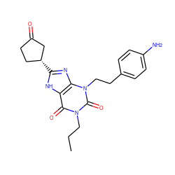 CCCn1c(=O)c2[nH]c([C@@H]3CCC(=O)C3)nc2n(CCc2ccc(N)cc2)c1=O ZINC000013832609