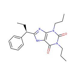 CCCn1c(=O)c2[nH]c([C@H](CC)c3ccccc3)nc2n(CCC)c1=O ZINC000000599671