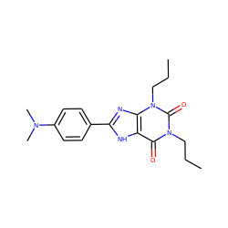 CCCn1c(=O)c2[nH]c(-c3ccc(N(C)C)cc3)nc2n(CCC)c1=O ZINC000029322788