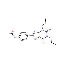 CCCn1c(=O)c2[nH]c(-c3ccc(NC(C)=O)cc3)nc2n(CCC)c1=O ZINC000013473640