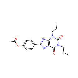 CCCn1c(=O)c2[nH]c(-c3ccc(OC(C)=O)cc3)nc2n(CCC)c1=O ZINC000029317830