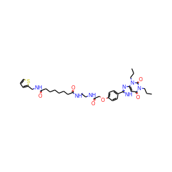 CCCn1c(=O)c2[nH]c(-c3ccc(OCC(=O)NCCNC(=O)CCCCCCC(=O)NCc4cccs4)cc3)nc2n(CCC)c1=O ZINC000029544617