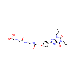 CCCn1c(=O)c2[nH]c(-c3ccc(OCC(=O)NCCNC(=O)CNCC(=O)O)cc3)nc2n(CCC)c1=O ZINC000012405713