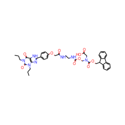 CCCn1c(=O)c2[nH]c(-c3ccc(OCC(=O)NCCNC(=O)OCN(CC(=O)O)C(=O)OCC4c5ccccc5-c5ccccc54)cc3)nc2n(CCC)c1=O ZINC000095546505