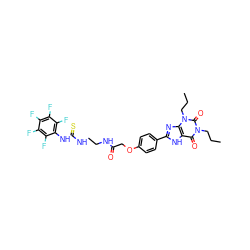 CCCn1c(=O)c2[nH]c(-c3ccc(OCC(=O)NCCNC(=S)Nc4c(F)c(F)c(F)c(F)c4F)cc3)nc2n(CCC)c1=O ZINC000026001325