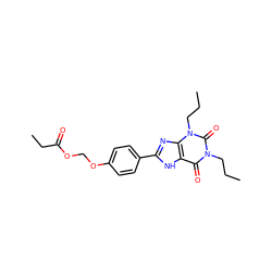 CCCn1c(=O)c2[nH]c(-c3ccc(OCOC(=O)CC)cc3)nc2n(CCC)c1=O ZINC000026258552