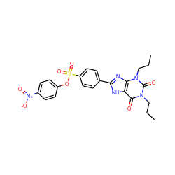 CCCn1c(=O)c2[nH]c(-c3ccc(S(=O)(=O)Oc4ccc([N+](=O)[O-])cc4)cc3)nc2n(CCC)c1=O ZINC000013559498