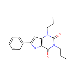 CCCn1c(=O)c2[nH]c(-c3ccccc3)cc2n(CCC)c1=O ZINC000012405594