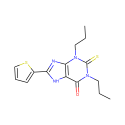 CCCn1c(=O)c2[nH]c(-c3cccs3)nc2n(CCC)c1=S ZINC000000004787