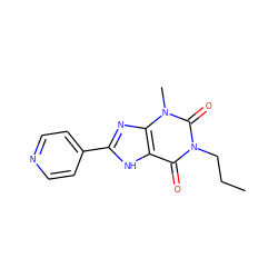 CCCn1c(=O)c2[nH]c(-c3ccncc3)nc2n(C)c1=O ZINC000013821378