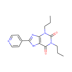 CCCn1c(=O)c2[nH]c(-c3ccncc3)nc2n(CCC)c1=O ZINC000013821376