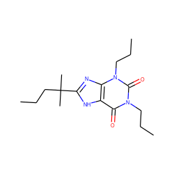 CCCn1c(=O)c2[nH]c(C(C)(C)CCC)nc2n(CCC)c1=O ZINC000012405330