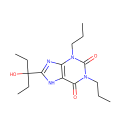 CCCn1c(=O)c2[nH]c(C(O)(CC)CC)nc2n(CCC)c1=O ZINC000012405333