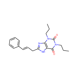 CCCn1c(=O)c2[nH]c(C/C=C/c3ccccc3)nc2n(CCC)c1=O ZINC000012405381