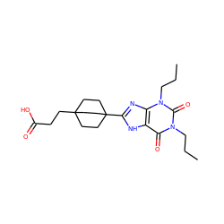 CCCn1c(=O)c2[nH]c(C34CCC(CCC(=O)O)(CC3)CC4)nc2n(CCC)c1=O ZINC000000603777