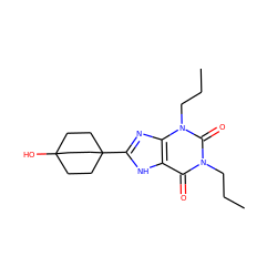 CCCn1c(=O)c2[nH]c(C34CCC(O)(CC3)CC4)nc2n(CCC)c1=O ZINC000036273965