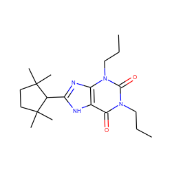 CCCn1c(=O)c2[nH]c(C3C(C)(C)CCC3(C)C)nc2n(CCC)c1=O ZINC000012405337