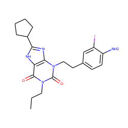 CCCn1c(=O)c2[nH]c(C3CCCC3)nc2n(CCc2ccc(N)c(I)c2)c1=O ZINC000027419368