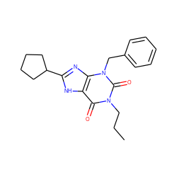 CCCn1c(=O)c2[nH]c(C3CCCC3)nc2n(Cc2ccccc2)c1=O ZINC000013612891