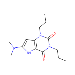 CCCn1c(=O)c2[nH]c(N(C)C)cc2n(CCC)c1=O ZINC000012405588