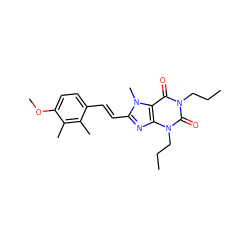 CCCn1c(=O)c2c(nc(/C=C/c3ccc(OC)c(C)c3C)n2C)n(CCC)c1=O ZINC000026398585