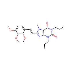 CCCn1c(=O)c2c(nc(/C=C/c3ccc(OC)c(OC)c3OC)n2C)n(CCC)c1=O ZINC000013827017