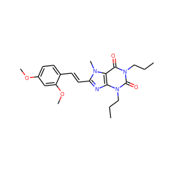 CCCn1c(=O)c2c(nc(/C=C/c3ccc(OC)cc3OC)n2C)n(CCC)c1=O ZINC000026398905