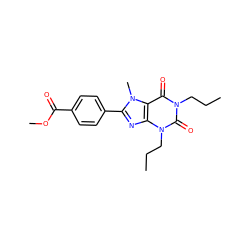 CCCn1c(=O)c2c(nc(-c3ccc(C(=O)OC)cc3)n2C)n(CCC)c1=O ZINC000028242882