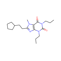 CCCn1c(=O)c2c(nc(CCC3CCCC3)n2C)n(CCC)c1=O ZINC000012405384