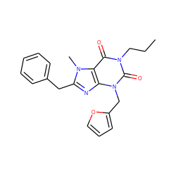 CCCn1c(=O)c2c(nc(Cc3ccccc3)n2C)n(Cc2ccco2)c1=O ZINC000038298882