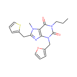 CCCn1c(=O)c2c(nc(Cc3cccs3)n2C)n(Cc2ccco2)c1=O ZINC000045352519