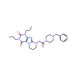 CCCn1c(=O)c2c(nc3n2CCCN3CC(=O)N2CCN(Cc3ccccc3)CC2)n(CCC)c1=O ZINC000103248650