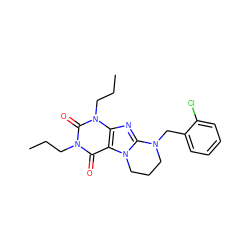 CCCn1c(=O)c2c(nc3n2CCCN3Cc2ccccc2Cl)n(CCC)c1=O ZINC000028873991