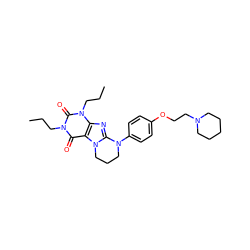 CCCn1c(=O)c2c(nc3n2CCCN3c2ccc(OCCN3CCCCC3)cc2)n(CCC)c1=O ZINC000653840592