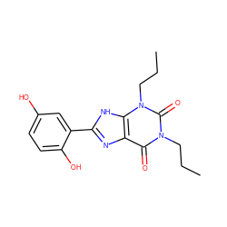 CCCn1c(=O)c2nc(-c3cc(O)ccc3O)[nH]c2n(CCC)c1=O ZINC000013473637