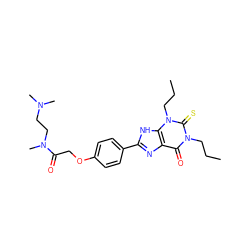 CCCn1c(=O)c2nc(-c3ccc(OCC(=O)N(C)CCN(C)C)cc3)[nH]c2n(CCC)c1=S ZINC000029551601