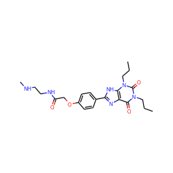 CCCn1c(=O)c2nc(-c3ccc(OCC(=O)NCCNC)cc3)[nH]c2n(CCC)c1=O ZINC000029556250