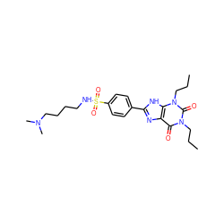 CCCn1c(=O)c2nc(-c3ccc(S(=O)(=O)NCCCCN(C)C)cc3)[nH]c2n(CCC)c1=O ZINC000026014679