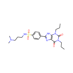 CCCn1c(=O)c2nc(-c3ccc(S(=O)(=O)NCCCN(C)C)cc3)[nH]c2n(CCC)c1=O ZINC000026015457