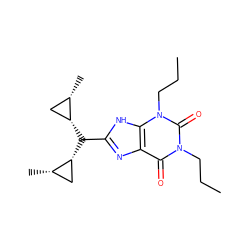 CCCn1c(=O)c2nc(C([C@@H]3C[C@@H]3C)[C@@H]3C[C@@H]3C)[nH]c2n(CCC)c1=O ZINC000013889615