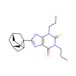 CCCn1c(=O)c2nc(C34C[C@@H]5CC3C[C@H](C5)C4)[nH]c2n(CCC)c1=S ZINC000100748796