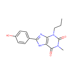 CCCn1c(=O)n(C)c(=O)c2[nH]c(-c3ccc(O)cc3)nc21 ZINC000013821353