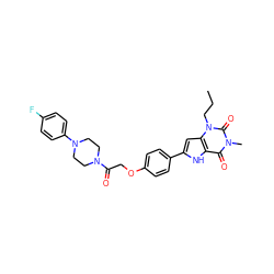 CCCn1c(=O)n(C)c(=O)c2[nH]c(-c3ccc(OCC(=O)N4CCN(c5ccc(F)cc5)CC4)cc3)cc21 ZINC000029058515