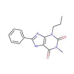 CCCn1c(=O)n(C)c(=O)c2[nH]c(-c3ccccc3)nc21 ZINC000013821349