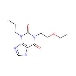 CCCn1c(=O)n(CCOCC)c(=O)c2[nH]cnc21 ZINC000013827055