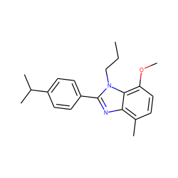 CCCn1c(-c2ccc(C(C)C)cc2)nc2c(C)ccc(OC)c21 ZINC000058583249