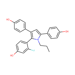 CCCn1c(-c2ccc(O)cc2)cc(-c2ccc(O)cc2)c1-c1ccc(O)cc1F ZINC000095574019